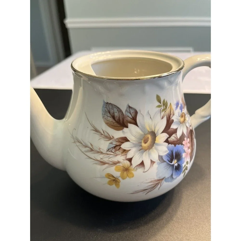 Vintage Arthur Wood Porcelain Ceramic Flowers Floral Teapot 5990 ~ England